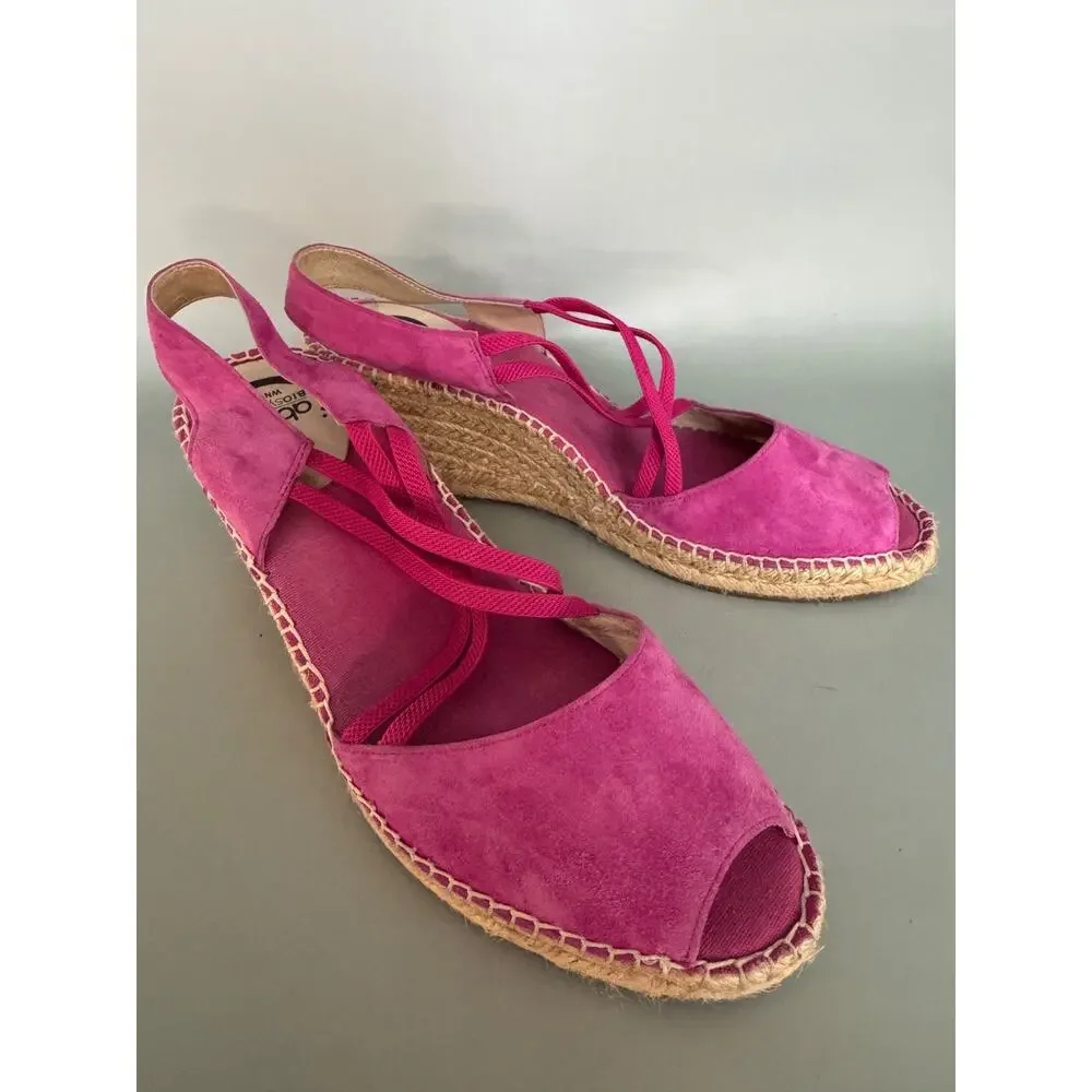 ABEO B.I.O Systems Delano Espadrille Wedge Suede Sandals in Fuchsia Size 10 (B)